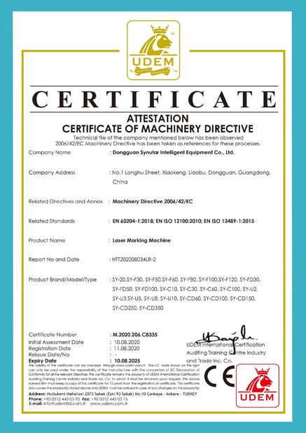 Porcellana Dongguan Synutar Intelligent Equipment Co., Ltd. Certificazioni