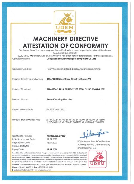 Porcellana Dongguan Synutar Intelligent Equipment Co., Ltd. Certificazioni