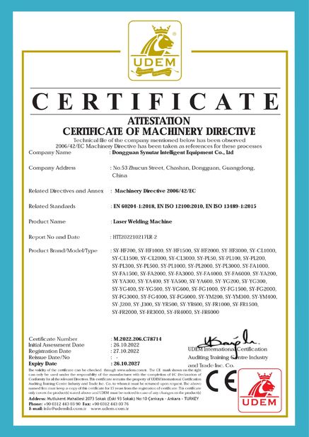 Porcellana Dongguan Synutar Intelligent Equipment Co., Ltd. Certificazioni